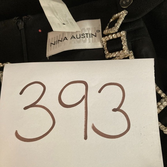 Nina Austin Dress Womens Sz 10 Black Cocktail Sheath‎ Rhinestone Elegant - Picture 14 of 14